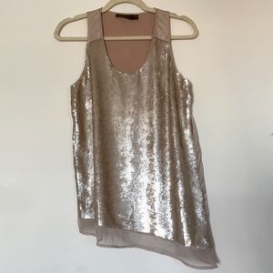 THE LIMITED Asymmetrical Swingy Sequin Sleeveless Top